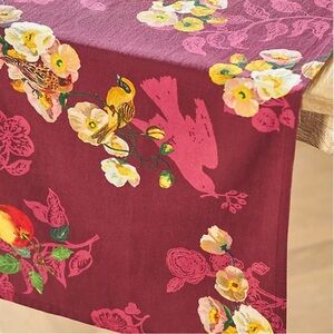 Anthropologie Nathalie Lete Floral Table Runner in Burgundy and Yellow New